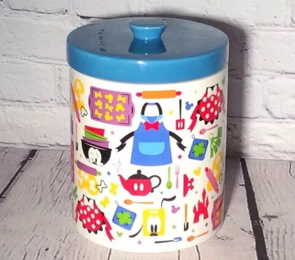 Disney Parks Cookie Jar/Canister Mickey And Friends Kitchen Collection Rare Blue